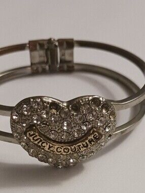 Vintage Y2K Juicy Couture Pave Crystal Heart Cuff Bangle - Distressed / As-Is